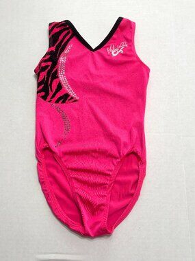 GK Elite Gabrielle Pink/Black Gymnastics/Dance Leotard Size 6